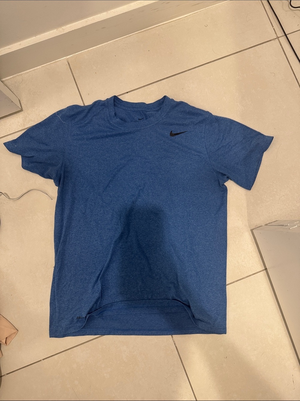 Nike Men's Short Sleeve Athletic Tee in Royal Blue with Black Swoosh